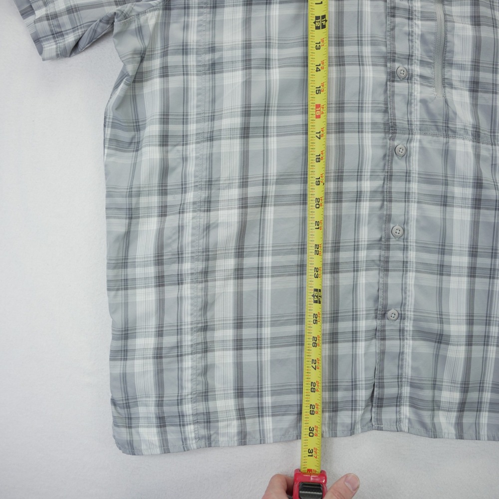 Columbia PFG Omni-Shade Mens XXL Grey Plaid Vented Short Sleeve Fishing Shirt - Picture 4 of 10